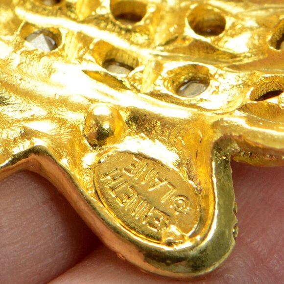 Kenneth Jay Lane KJL Gold & Crystal Alligator Cuff Bracelet - Picture 11 of 11